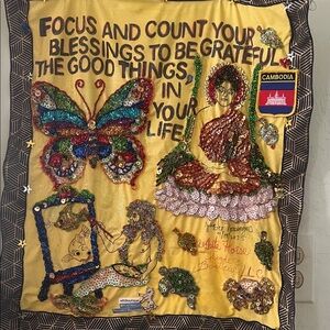 (0352) Handcrafted Buddha Colorful Sequin Wall Hanging Decor “ 20 X 22